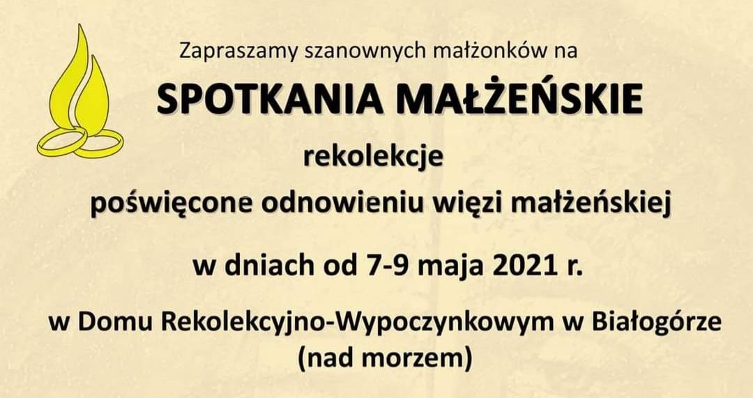 Zaproszenie na rekolekcje dla małżeństw