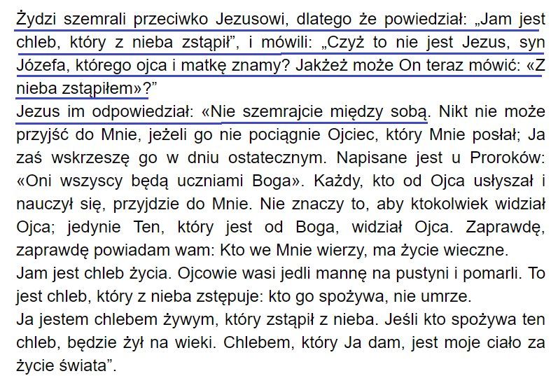 „Szemranie” wobec Eucharystii dzisiaj (J 6,41-51)